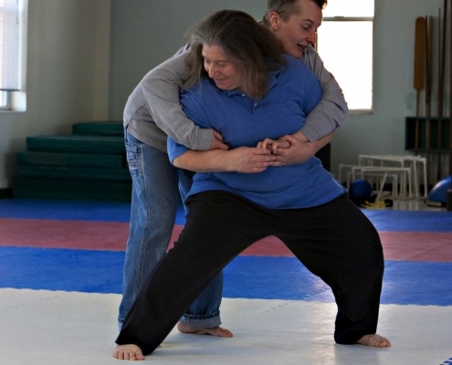 Self-defense class practice